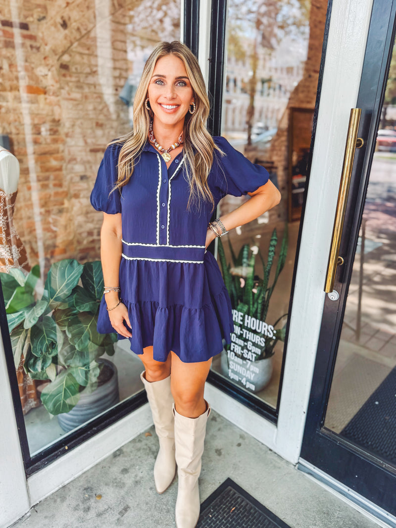 Scallop trim mini dress