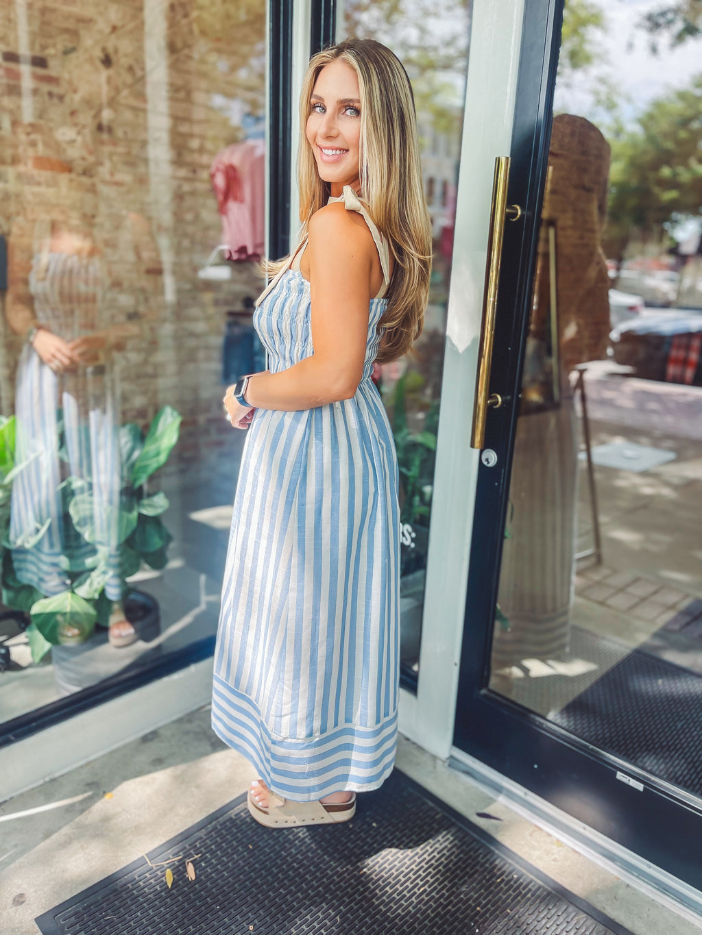Striped midi dress