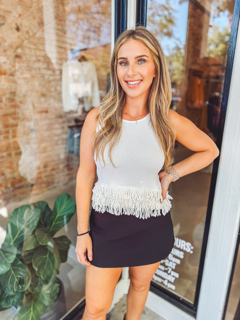 Fringe hem tank - Ivory