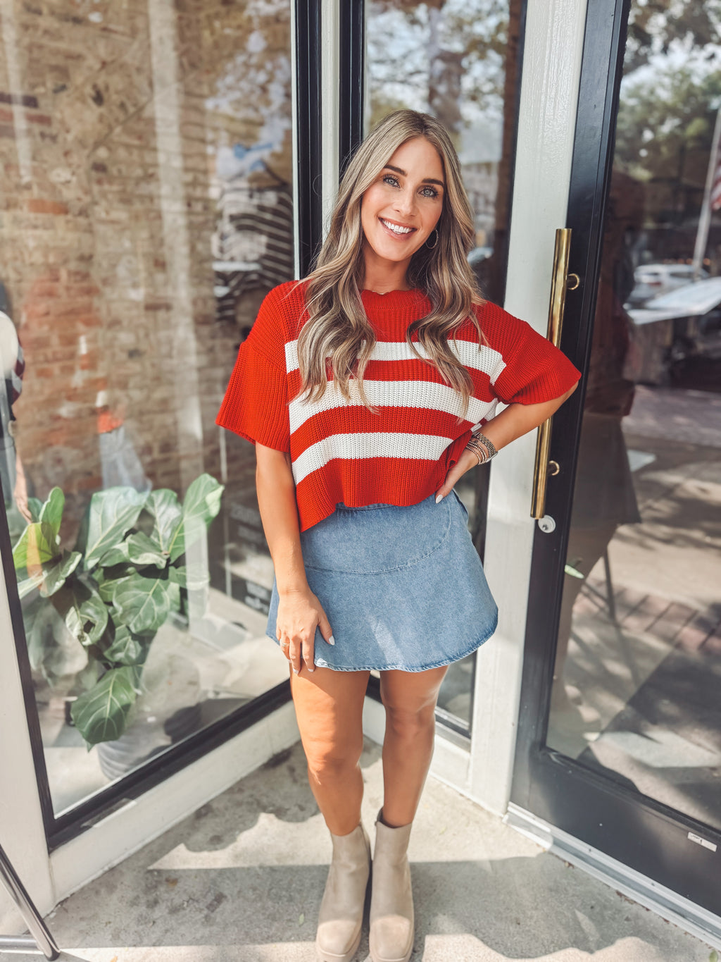 Georgia striped knit top