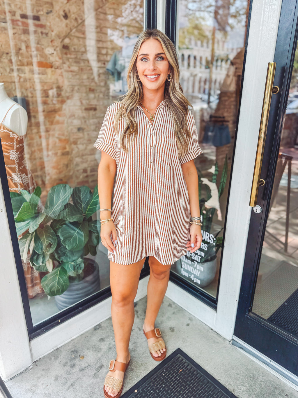 Striped easy shirt dress