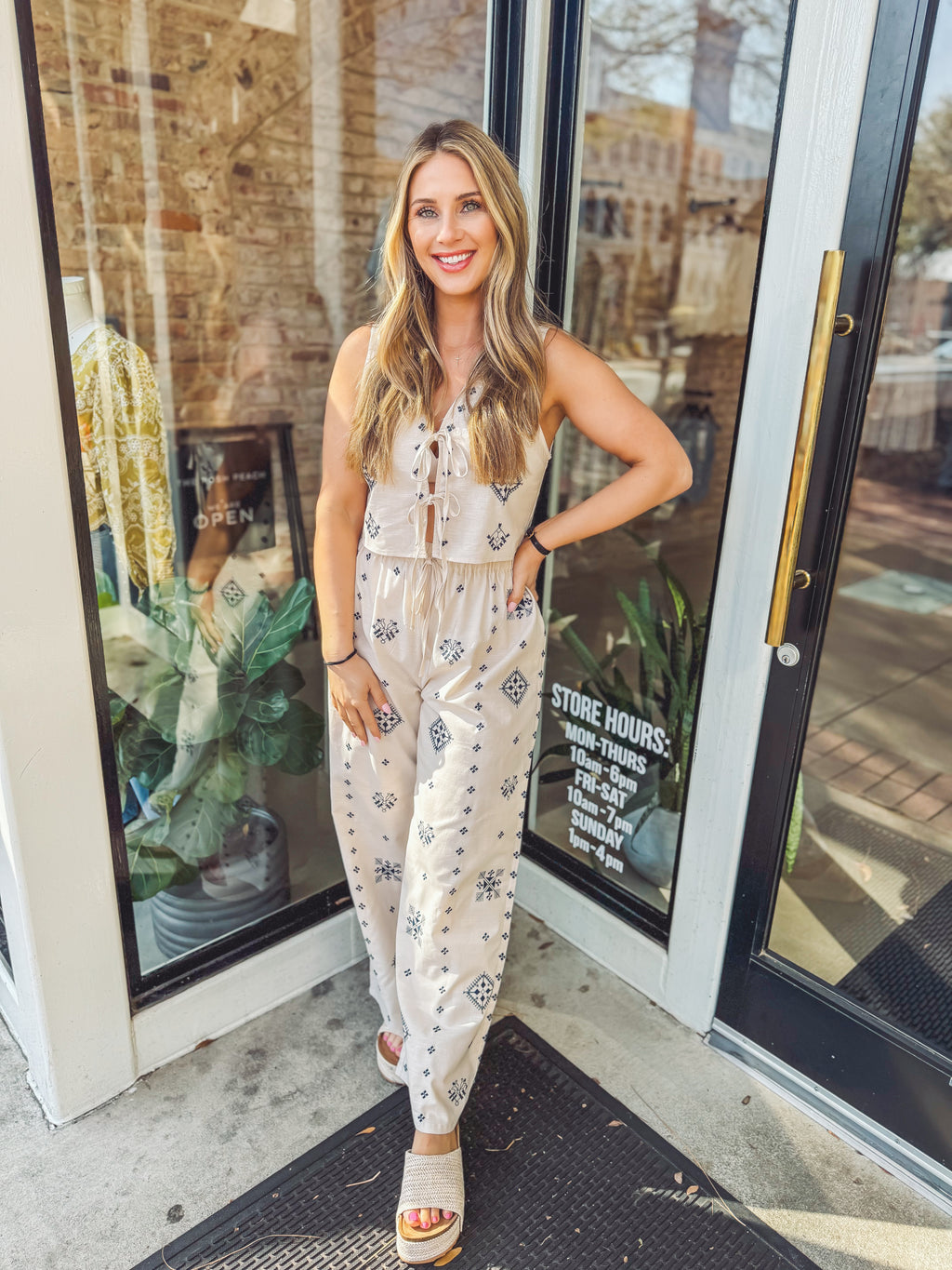 Brunch babe linen bottoms - set