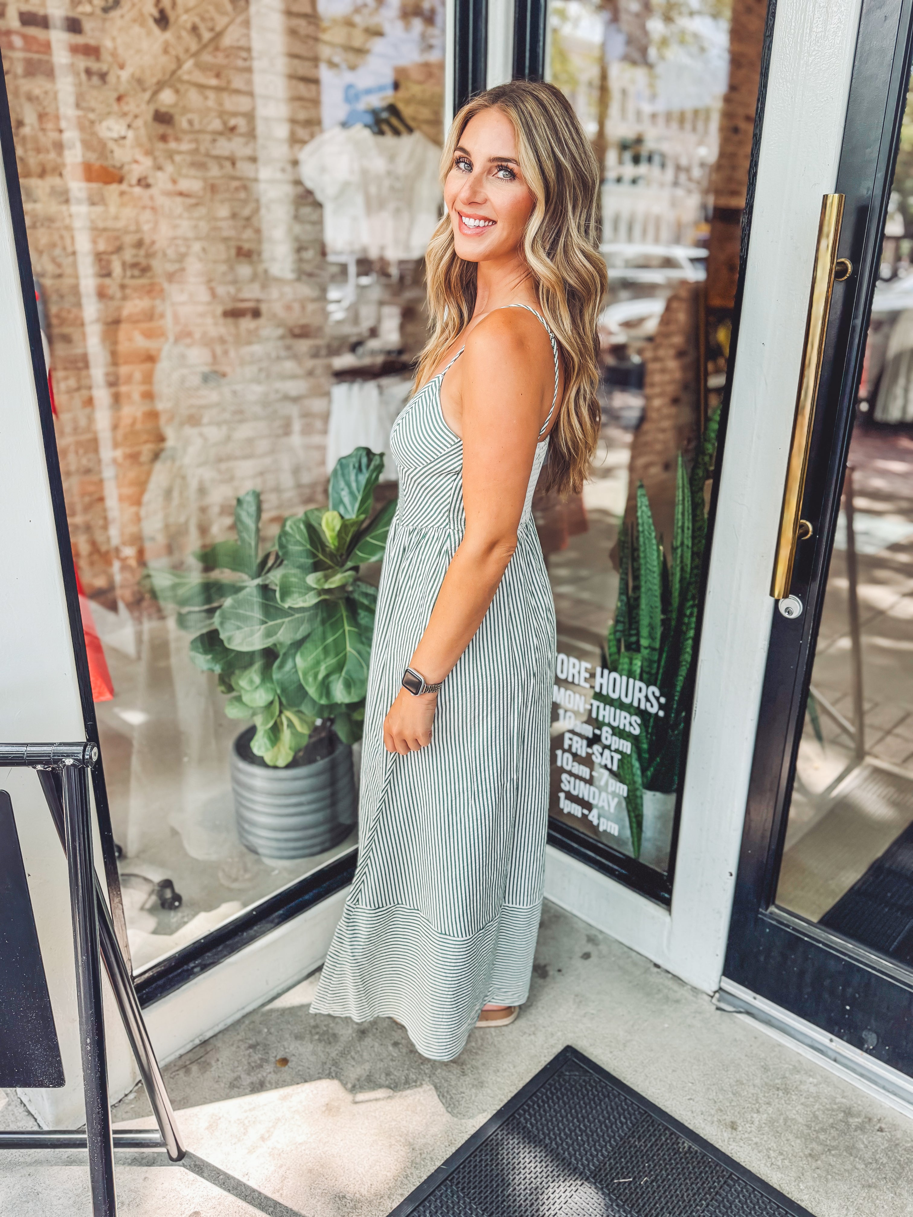 basque green dress Green striped Basque midi