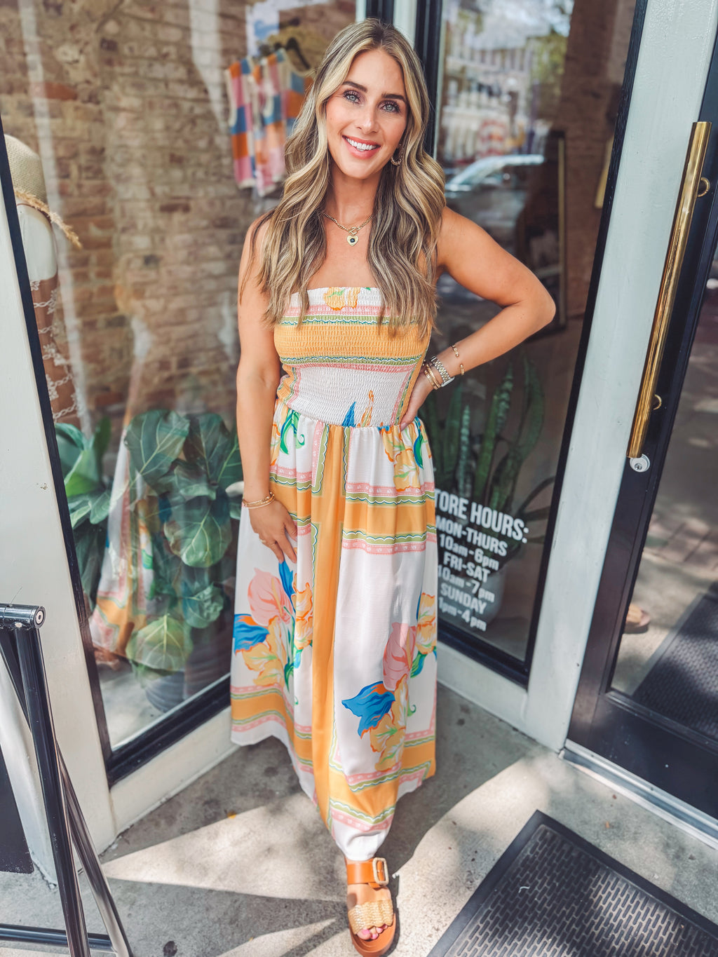 Strapless floral print maxi