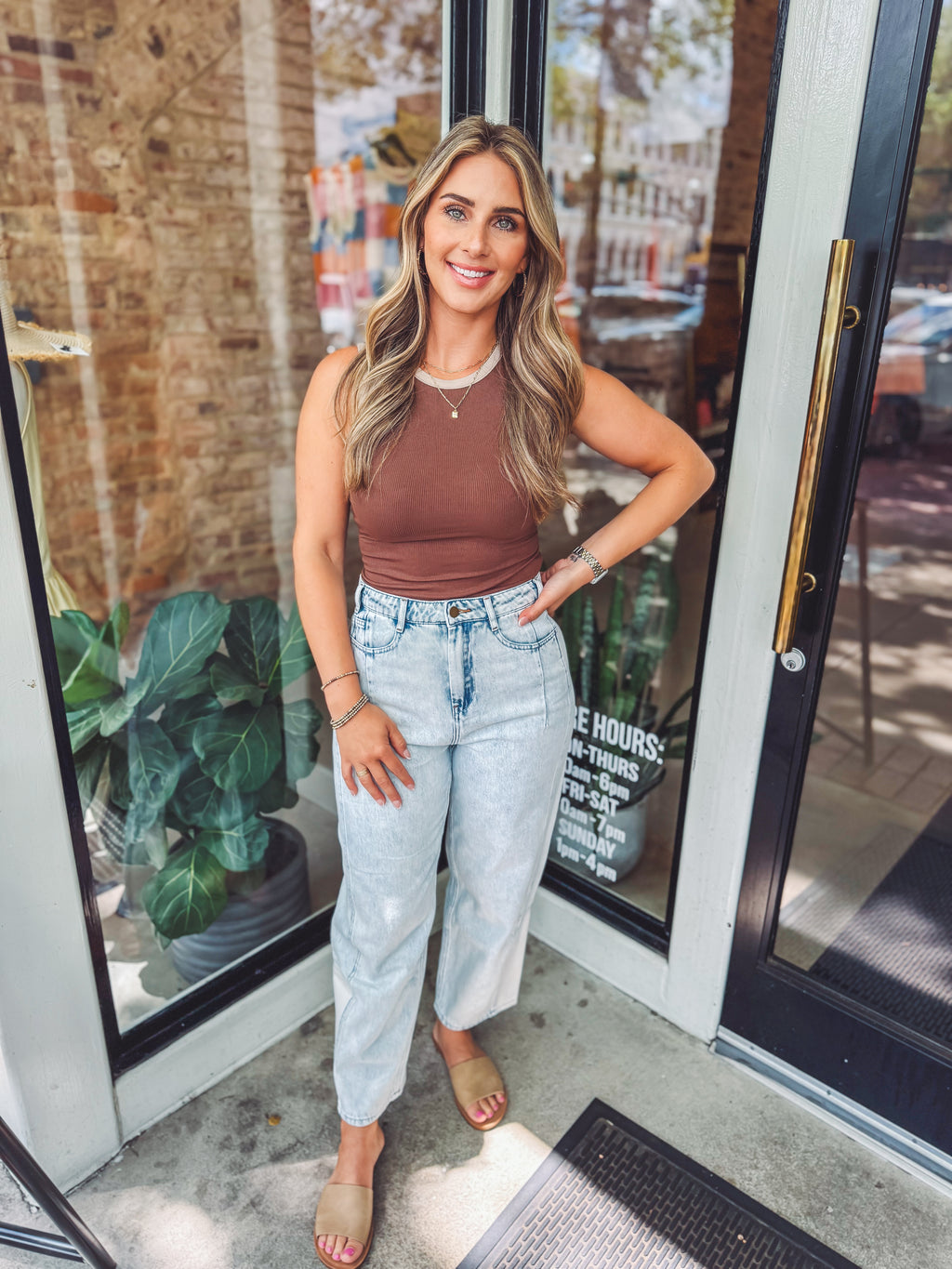 Color block bodysuit - mocha