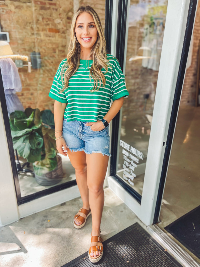 Green striped top