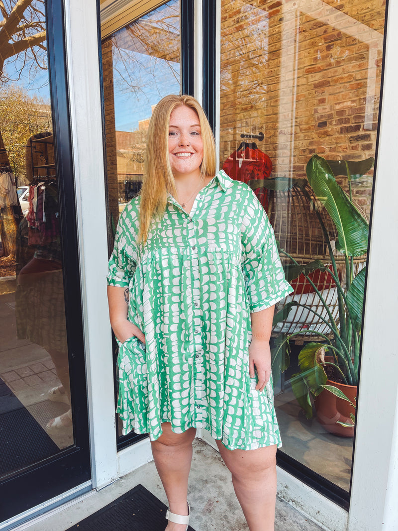 Dipped in green dress- plus