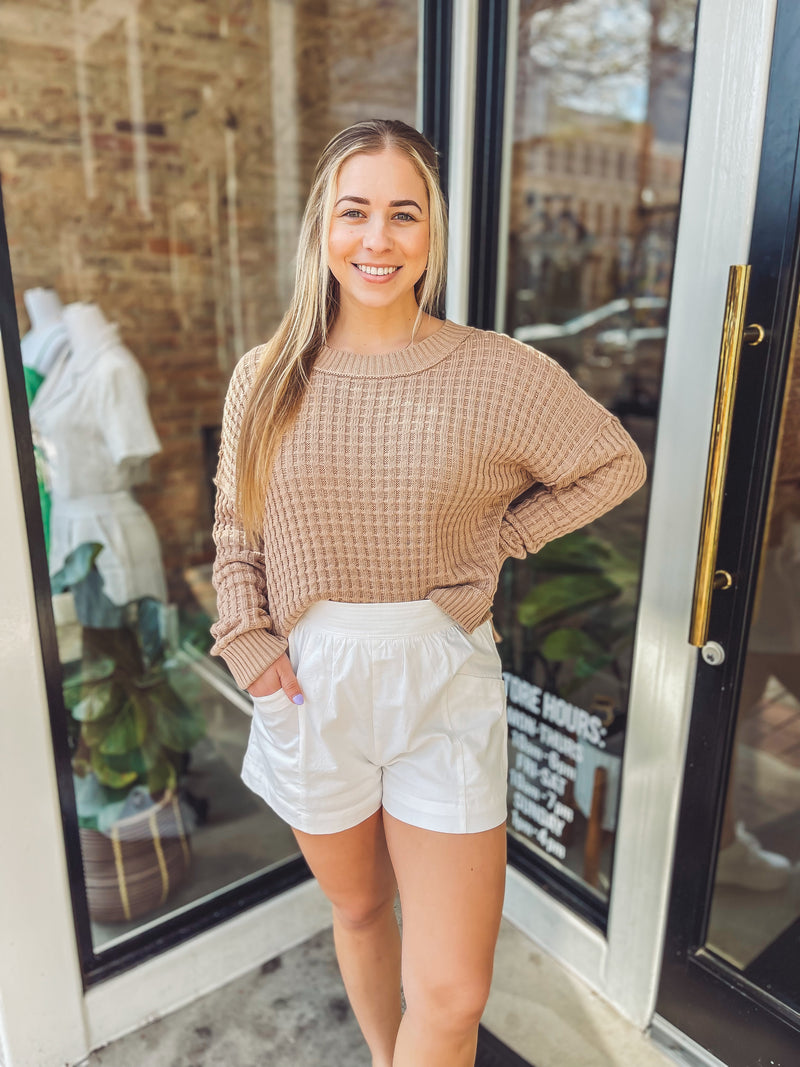 Taupe knit spring sweater