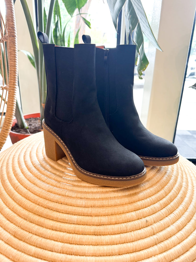 Mid calf platform booties