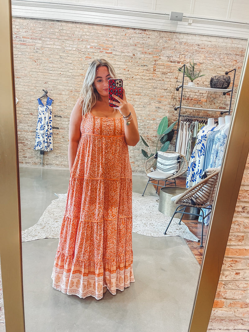 Papaya print maxi dress